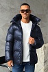 Мужской тёмно-синий пуховик Canada Goose logo-patch