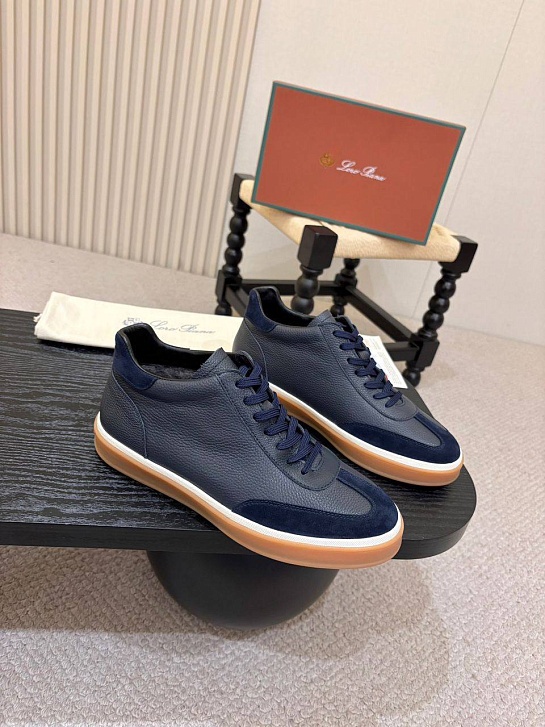 Кожаные кроссовки с мехом Loro Piana high-top