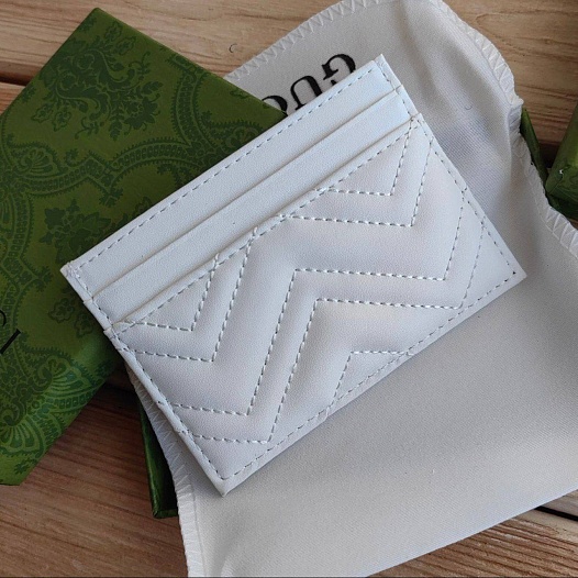 Кожаный чёрный кардхолдер Gucci GG logo-plaque 10x7 см - White   