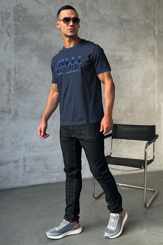 Мужская футболка Zilli тёмно-синего цвета