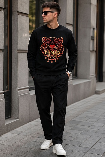 Чёрный мужской свитшот Kenzo Tiger Head embroidered   
