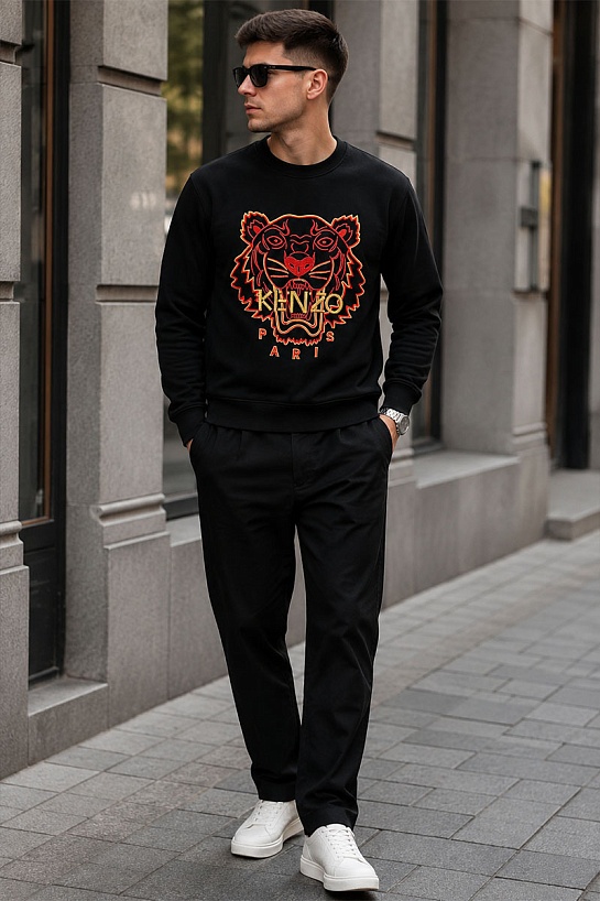 Чёрный мужской свитшот Kenzo Tiger Head embroidered