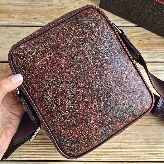 Кожаная сумка Etro с узором пейсли 18x20 см   
