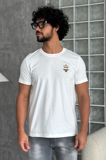 Футболка белого цвета Dolce & Gabbana bee and crown   