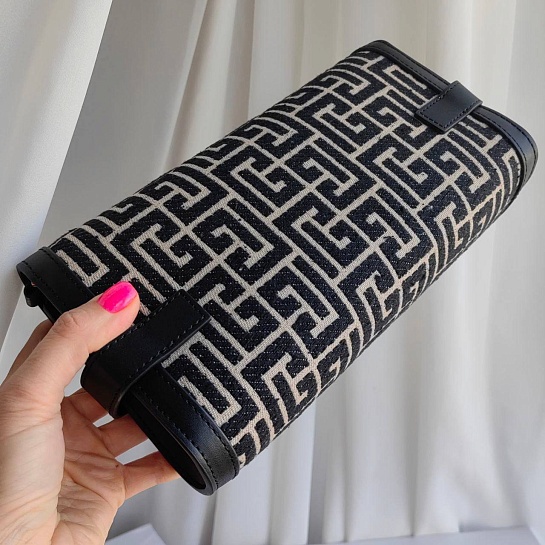 Женский клатч Balmain B-Buzz 25x12 см - Black / White
