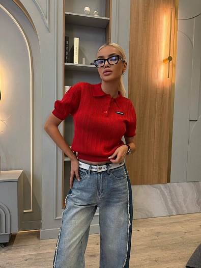 Красное женское поло MIU MIU   