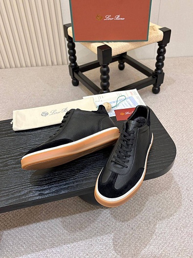 Кожаные кроссовки с мехом Loro Piana high-top   