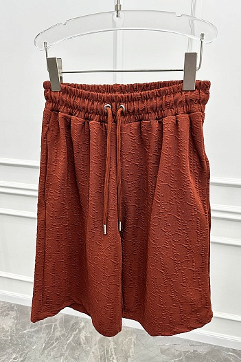 Мужские бордовые шорты Dior logo all-over embossed   