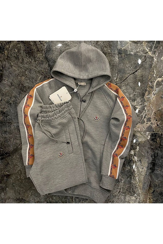 Мужские штаны серого цвета Moncler logo-patch