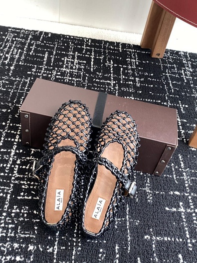 Женские плетёные балетки ALaia Premium - Black   