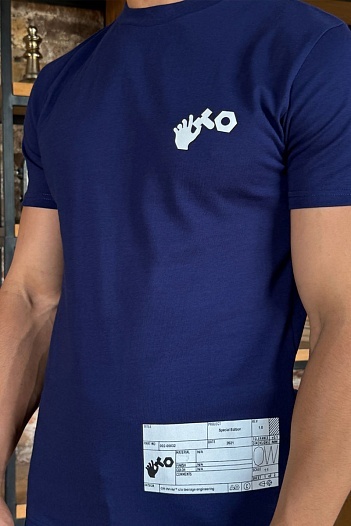 Тёмно-синяя футболка Off-White teenage engineering   