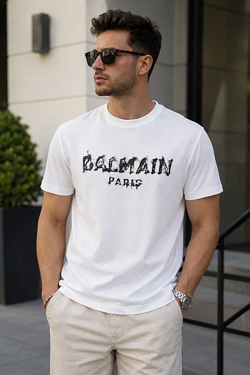 Белая оверсайз футболка Balmain Paris logo-print   