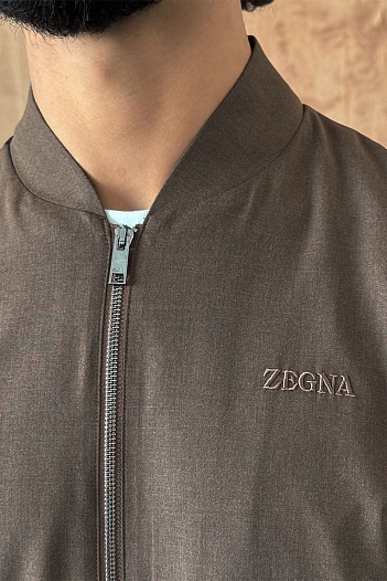 Мужской бомбер Zegna коричневого цвета   