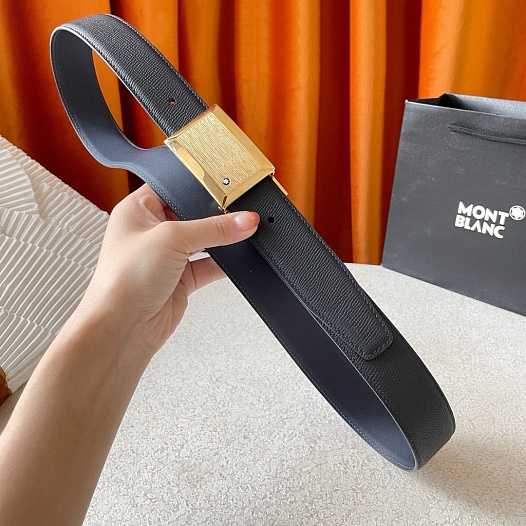 Двусторонний кожаный ремень Montblanc Premium (ширина 3.5 см)   