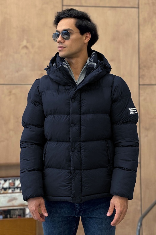 Синяя куртка со съёмными рукавами Burberry Lockwell logo-patch