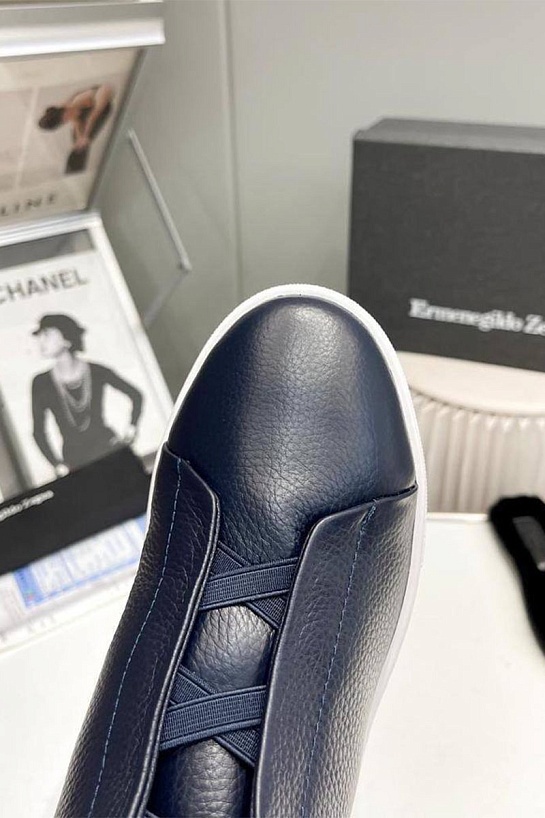 Кроссовки с мехом Ermenegildo Zegna Triple Stitch - Navy