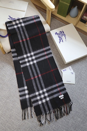 Шарф Burberry two-tone Check premium 168x30 см - Black   