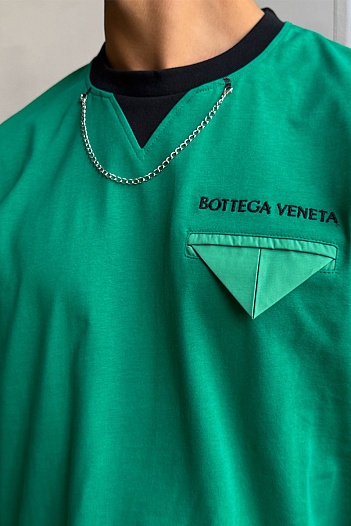 Зелёная оверсайз футболка Bottega Veneta Chain   