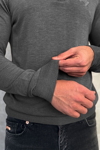 Серое поло с длинным рукавом Stefano Ricci zip-up   