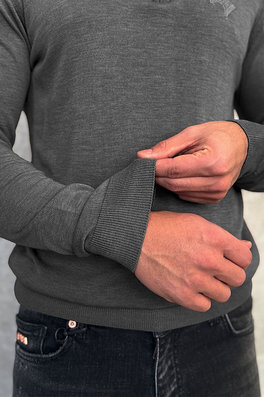 Серое поло с длинным рукавом Stefano Ricci zip-up