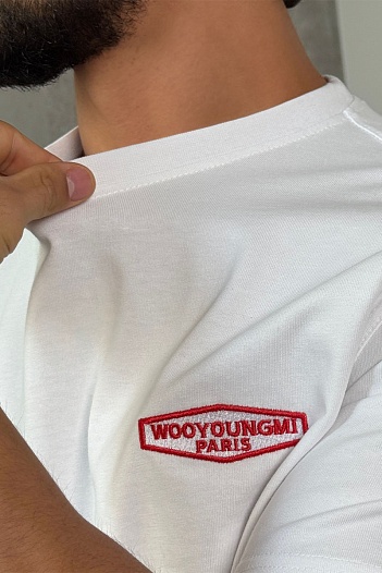 Белая оверсайз футболка Wooyoungmi logo patch   