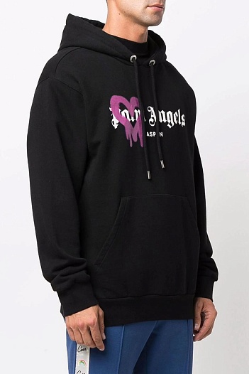 Чёрное оверсайз худи Palm Angels Aspen logo-print   