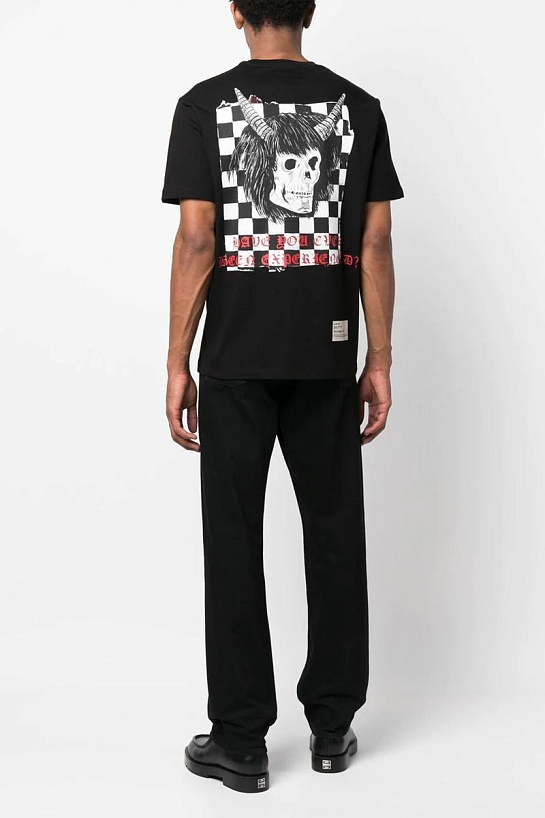 Чёрная оверсайз футболка Amiri x Wes Lang Checker Skull