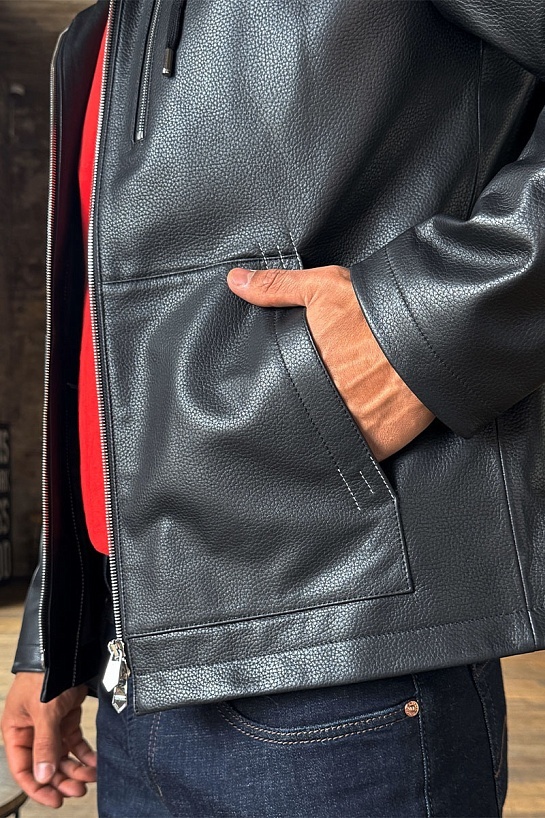 Мужская кожаная куртка Hermes premium