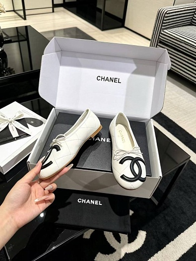 Женские кожаные балетки Chanel Ballerines premium   