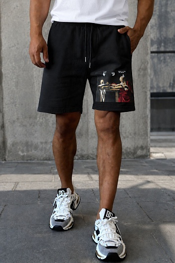Мужские чёрные шорты Off-White Caravaggio Print   