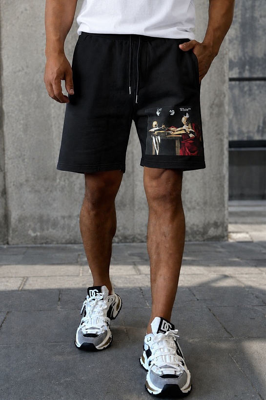 Мужские чёрные шорты Off-White Caravaggio Print