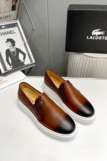 Кожаные слипоны Lacoste logo-plaque - Brown   
