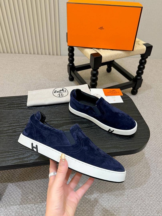 Мужские замшевые слипоны Hermes Kiddy - Navy