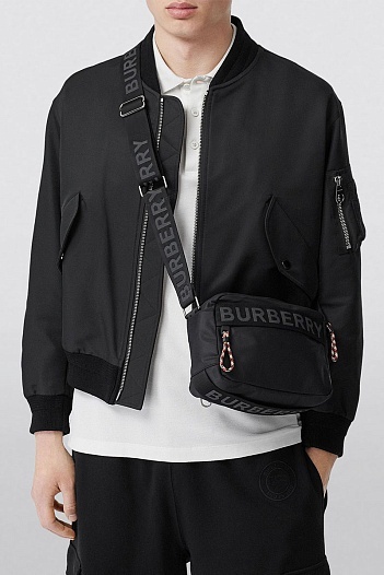 Чёрная нейлоновая сумка Burberry Paddy Taped 24x16 см   
