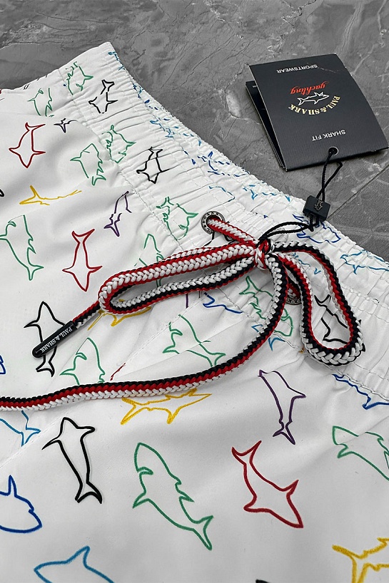 Мужские белые шорты Paul & Shark shark-print
