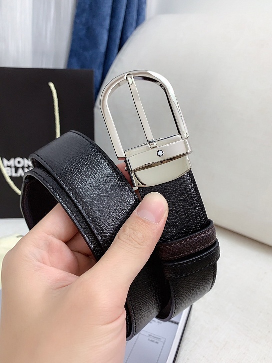 Двусторонний кожаный ремень Montblanc Premium (ширина 3.4 см)