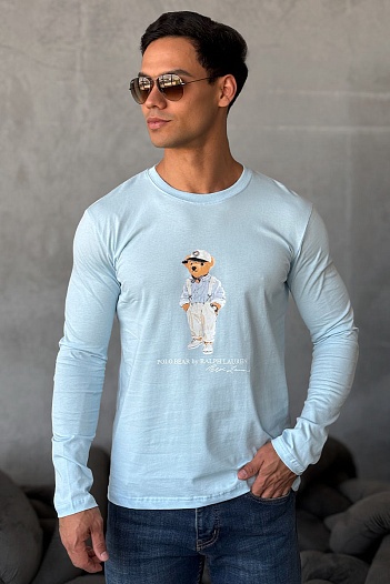 Мужской лонгслив Polo Ralph Lauren "Bear" - Blue   