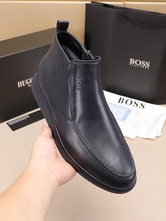 Кожаные лоферы с мехом Hugo Boss high-top - Navy