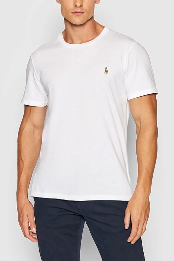 Футболка белого цвета Polo Ralph Lauren pony-embroidered   