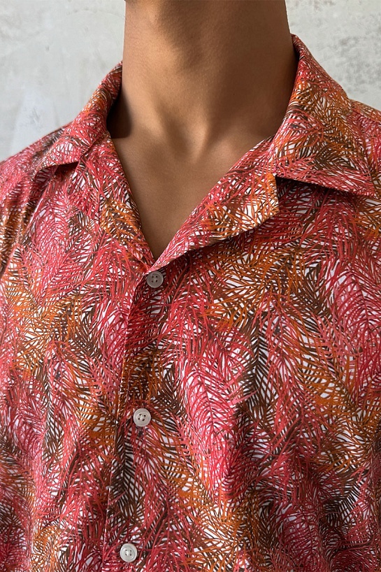 Мужская красная рубашка Dolce & Gabbana floral-print