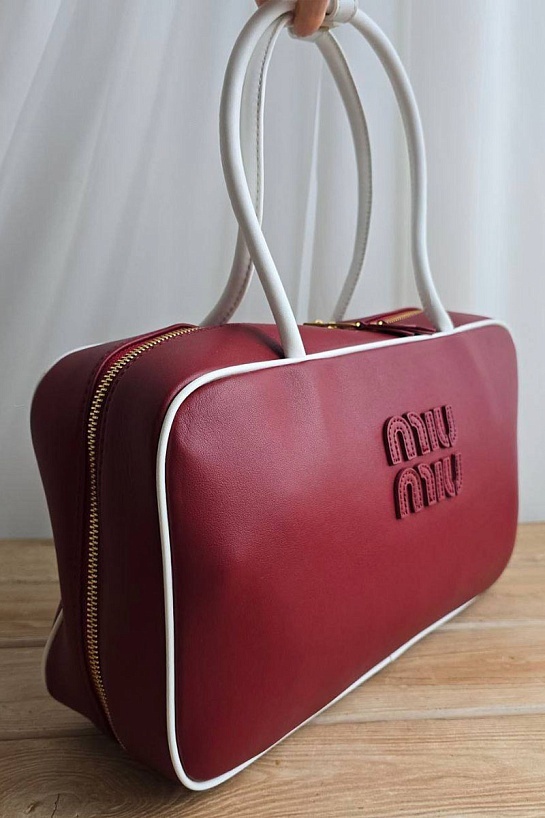 Кожаная сумка тоут MIU MIU Beau 36x21 см - Red