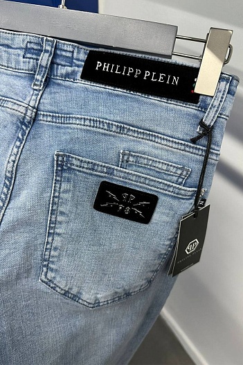 Мужские светло-синие джинсы Philipp Plein slim fit   