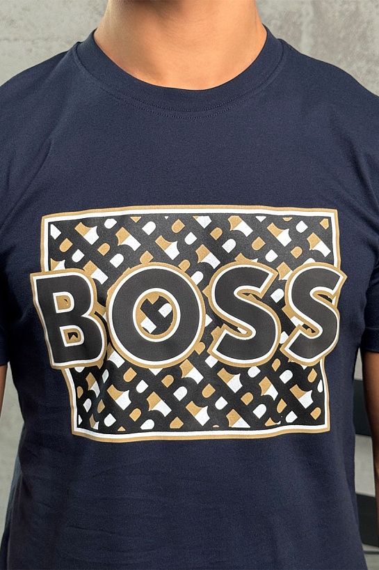 Мужская синяя футболка Hugo Boss logo-print