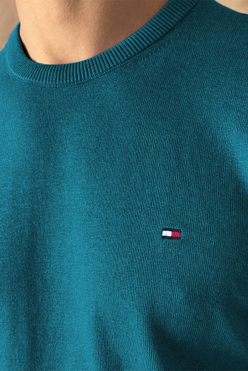 Мужская кофта Tommy Hilfiger бирюзового цвета logo-embroidered   