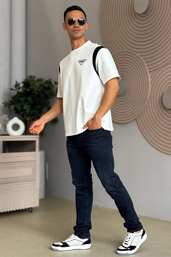 Мужская футболка Prada Milano - White / Black