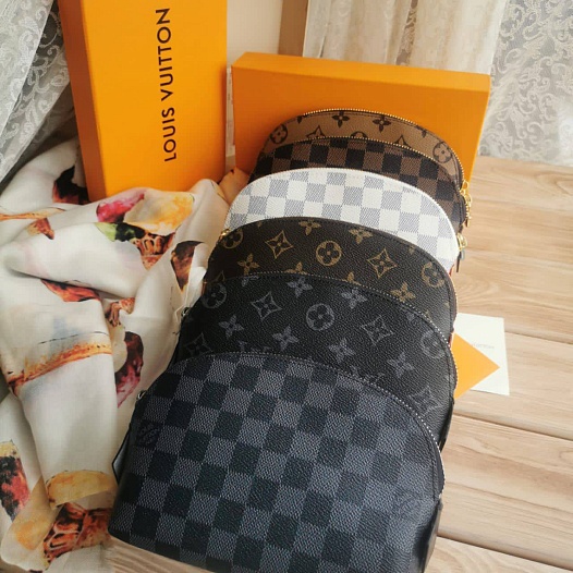 Кожаная косметичка Louis Vuitton Pouch PM Monogram Canvas 19x12 см - Black   