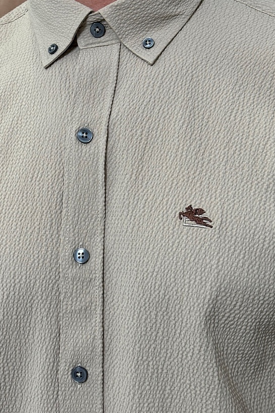 Мужская тёмно-бежевая рубашка Etro Pegasus logo
