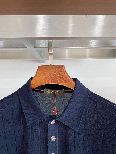 Мужское тёмно-синее поло Loro Piana premium   