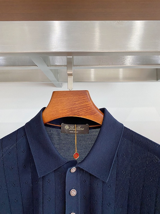 Мужское тёмно-синее поло Loro Piana premium