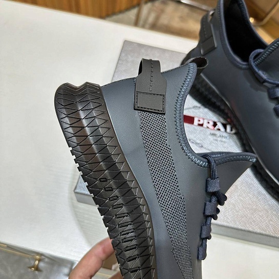 Мужские кожаные кроссовки Prada lace-up - Navy